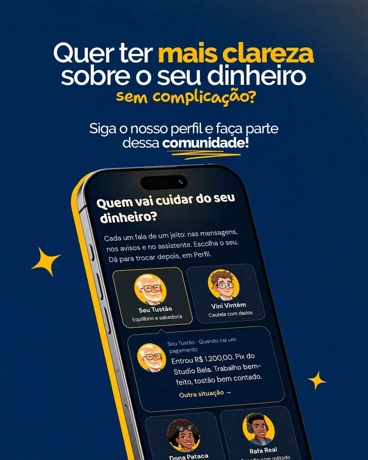 Quer ter mais clareza sobre o seu dinheiro sem complicação? Siga o nosso perfil e faça parte dessa comunidade.